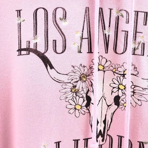 Hollister Pink Hoodie Bull‎ head Print S and XS - Picture 3 of 9